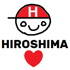 Red cap boy sticker using HIROSHIMA-ben