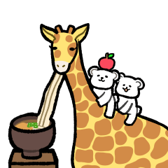 Giraffe eating noodles from a high place