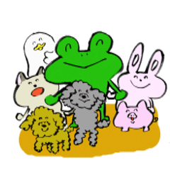Cute "Sumi-e" Frog stickers vol.4