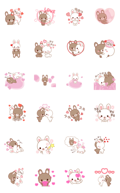 Line Creators Stickers Moving Lovey Dovey Bunnies Rai Mai 3 Example With Gif Animation