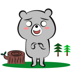 Fluffy grey Bear in the forest life