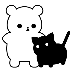 White bear and black cat