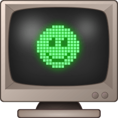 Dot faces on green CRT_retro PC