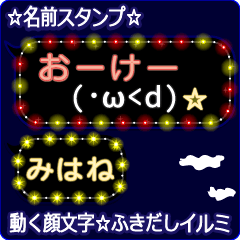 動く顔文字「みはね」の☆ふきだしイルミ