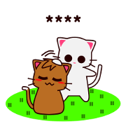 A polite white cat and a brown tea cat