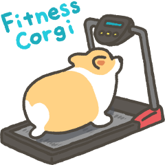 สติ๊กเกอร์ไลน์ Fitness corgi sticker