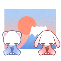 Sticker for winter of rabbit and bear