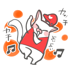 Red cat sticker I love baseball