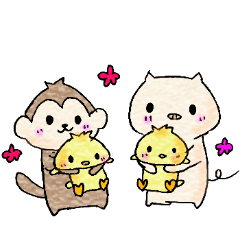 cute monkey and pigg Sticker