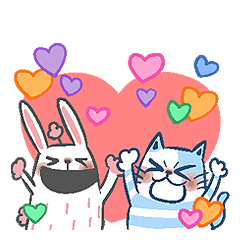 Gs.gray Cat and rabbit (Happy Festival)