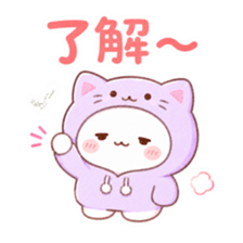 だるだるにゃんこが立って気軽に返事している。「了解〜」の文字が入ったスタンプ。