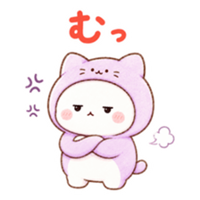 Darudaru Nyanko crossing its arms with a scowl. The sticker reads “Hmph.”