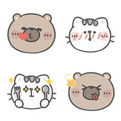 Mr. Bear and His Cutie Cat Emoji