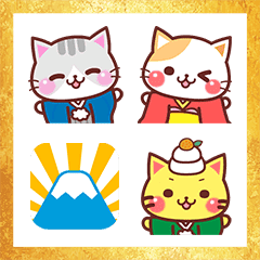 A lot of cats. New Year's Omikuji Emoji