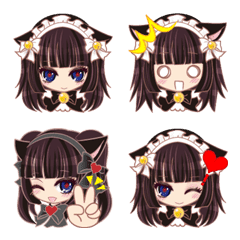 Cat ears Maid everyday emoji kuroneko