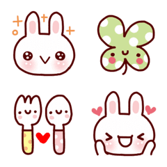 Happy usable emoticons of white rabbits