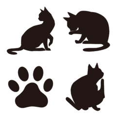 シンプルな黒猫シルエットの絵文字 Line絵文字 Line Store