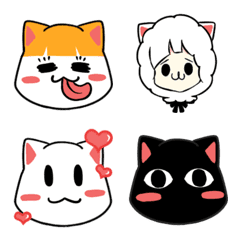 Alpaca and Five Cats Emoji