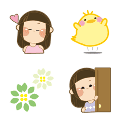 Cute girl and Chick Emoji