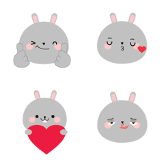 Cute Face Gray Rabbit Emoji