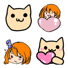 nanko cat and funny face girl Emoji
