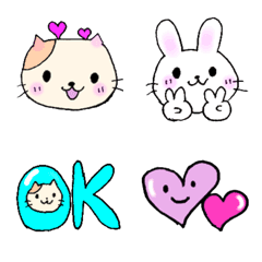 cute cat and rabbit Emoji