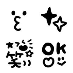 シンプルなモノクロ日常絵文字
