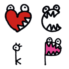 Monochrome and color monster emoji