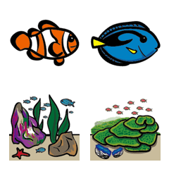 海の魚と仲間たちの絵文字 Line絵文字 Line Store
