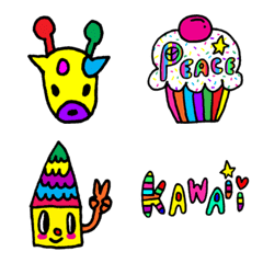 Colorful Kawaii Happy maco.bits Emoji 1