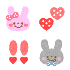Couple only. Crayon rabbit. Love. Heart!