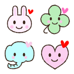 A lot of hearts. -Cute crayon emoji-