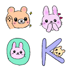 Cute bear and rabbit emoji