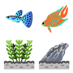 Emoji ikan hias dan tanaman air