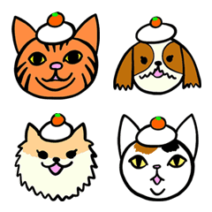 Doggy & Kittin kagami-mochi emoji