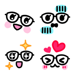 Emoticons of glasses wearing girls