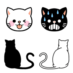 白猫 黒猫 シンプル絵文字 基本セット Line絵文字 Line Store