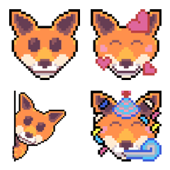 Fox Pixel Art Emotions