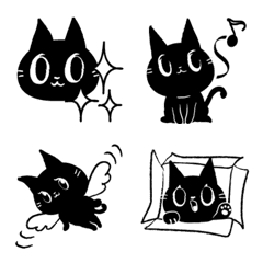 Emoticon monótona gato preto