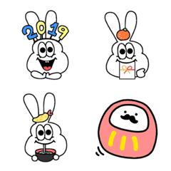 Thick rabbit New Year's Emoji