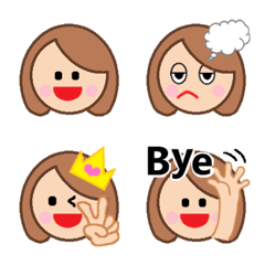 Face of girl.Bob cut edition.Emoji.