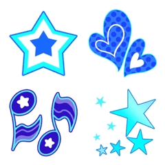Heart,Star,Note Emoji 3 (Blue/White)