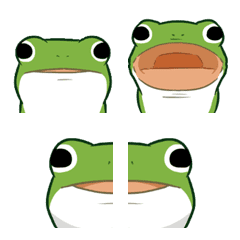 green frog and tadpoles in emoji