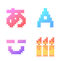 Cross stitch (embroidery) colorful Emoji
