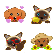 Toy poodle choco and straycat tama emoji