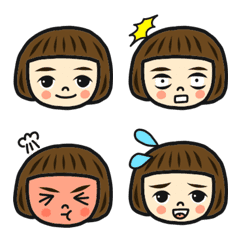 Very short bangs girl emoji.
