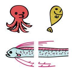 Sea creatures, octopus, fish