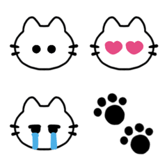 White cat Simple face emoji