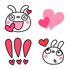 Marshmallow Rabbit 3 Heart Emoji