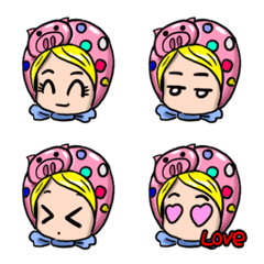 Pig girl's daily expression stickers